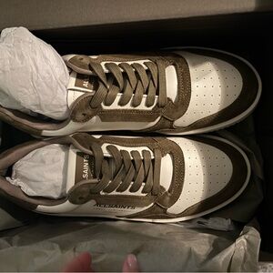 All Saints Men's White and Olive Sneakers
